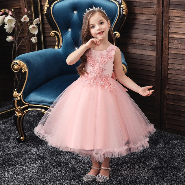 Vestido largo encaje para niñas y adolescentes, traje Formal elegante princesa para fiesta, desfile, 4-12 años _ - AliExpress Mobile