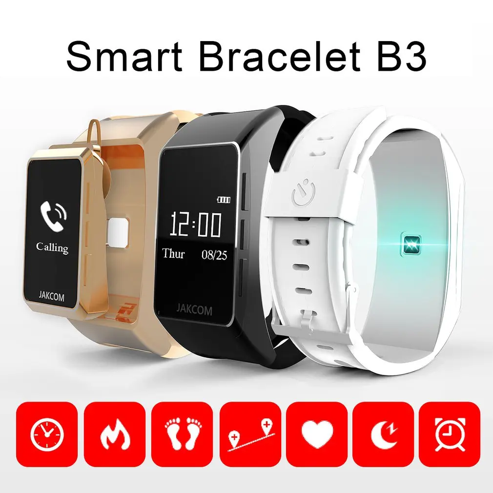 JAKCOM смарт-браслет B3 Bluetooth Смарт-Браслет беспроводные наушники HD OLED дисплей монитор сердечного ритма умный Браслет