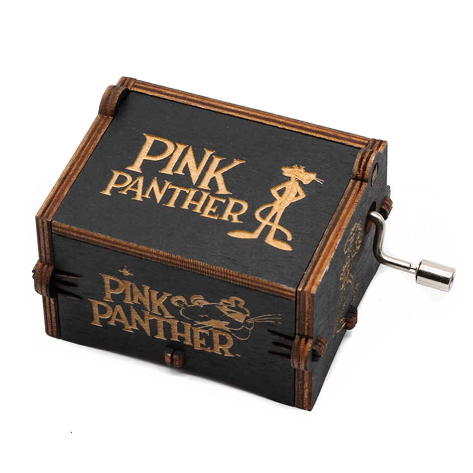 PinkPanther Новая Черная музыкальная шкатулка унесенная призраками деревянная рука коленчатая музыкальная шкатулка Звездные войны легенда о Зельде фестиваль сувенир на день рождения подарок - Color: PinkPanther