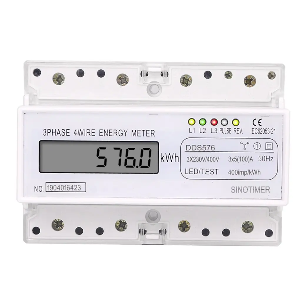 SINOTIMER DDS576 трехфазный 4 провода 7P ЖК-цифровой ваттметр энергопотребление din-рейку Электрический счетчик переменного тока 380 В