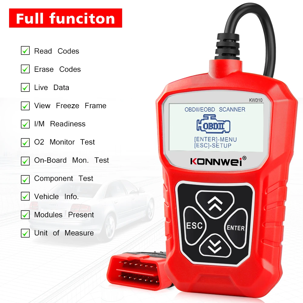 Сканер KONNWEI KW310 OBD ODB2 универсальный инструмент для диагностики автомобиля