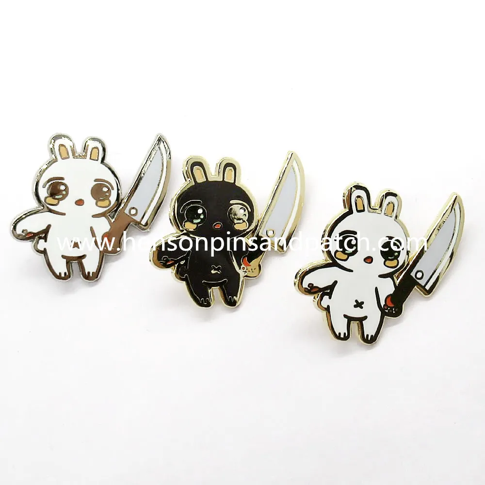 

customized high polish zinc alloy hard enamel animal pin metal rabbit pin badge