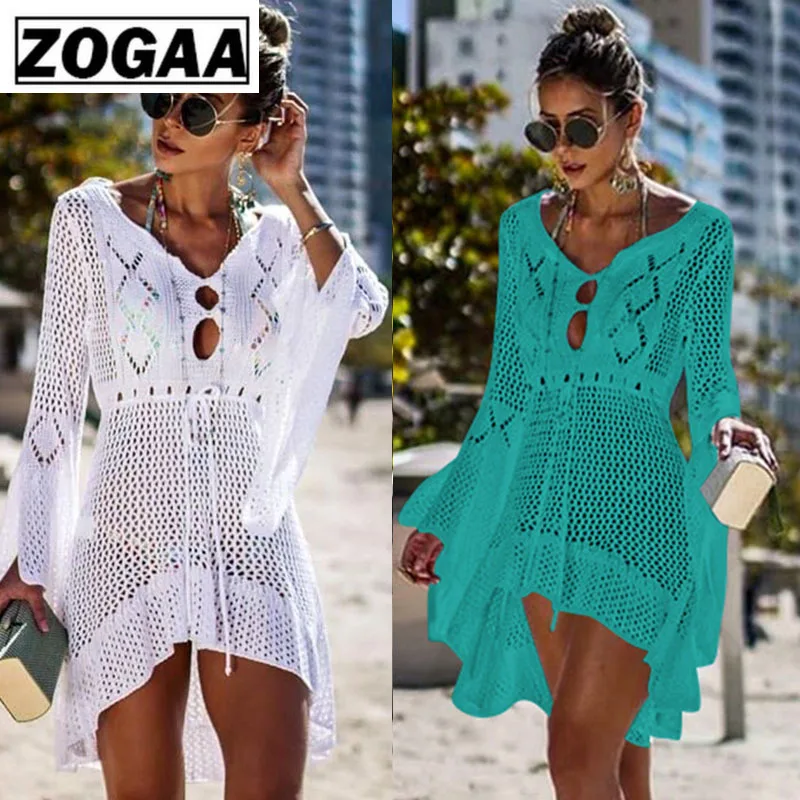 volleybal Alice Gewond raken 2019 Haak Swim Cover Up Witte Gebreide Beach Cover Up Jurk Tuniek Lange  Pareos Bikini Cover Ups Gewaad Plage Beachwear LEMOV - AliExpress Dames  Kleding