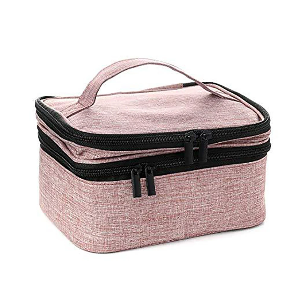

Travel Portable Large Shockproof Compartments Makeup Double Layer Carrying Perfume Nail Varnish Storage Case Essential Oil Bag