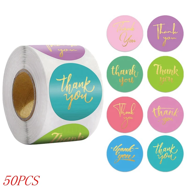 50-500pcs 1inch Blue Thank You Stickers For Envelope Sealing Labels Stationery Supplies Handmade Wedding Gift Decoration Sticker H0137-50pcs