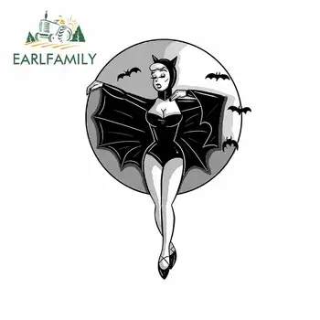 

EARLFAMILY 13cm x 9.1cm for Crow Phantom Bat Girl Trunk RV Car Stickers Laptop Waterproof Windshield Decal Personality Graphics