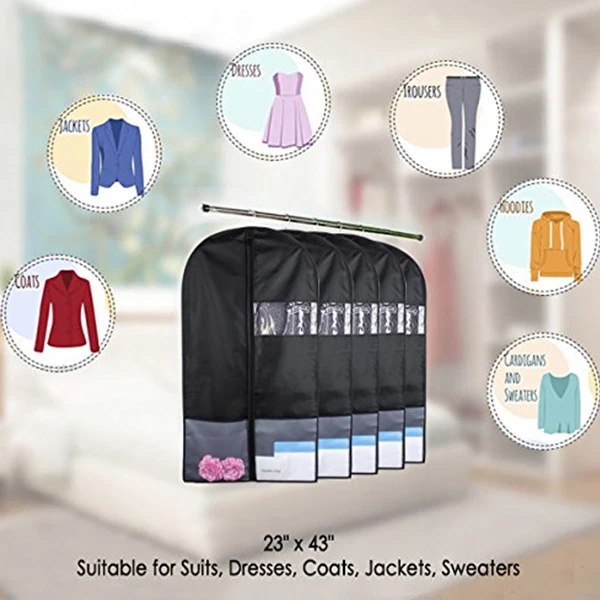 BMBY-сумка для одежды с карманами, 43 дюймовые сумки для одежды для хранения танцевальной одежды сумка для костюма с прозрачным окном(набор из 3