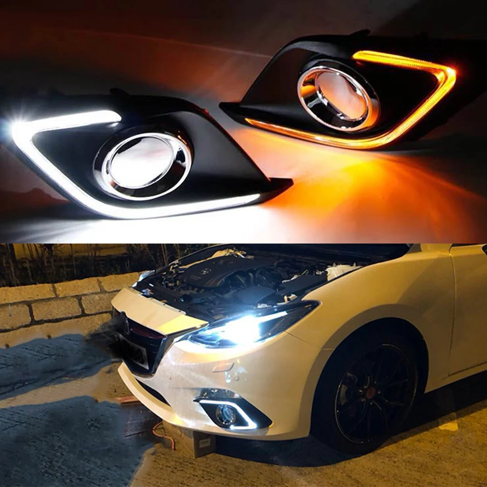 Автомобильные мигающие дневные ходовые огни 1 пара для Mazda 3 Mazda3 Axela 2014 2015 2016