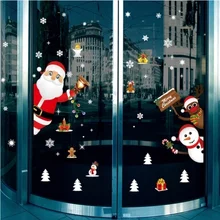

2021 New Christmas Stickers for Window Showcase PVC Removable Santa Clause Snowman Decal Home Decor New Year Decorations 2022