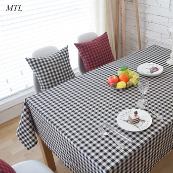 

MTL cotton linen plaid Rectangle Table Cover coffee Tablecloth modern table cloth washable for Restaurant cafe Dining Room piano