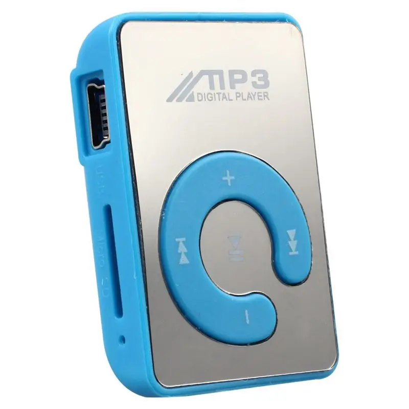 Мини Зеркало Клип USB цифровой Mp3 музыкальный плеер Поддержка 8 Гб SD TF карта - Цвет: Blue