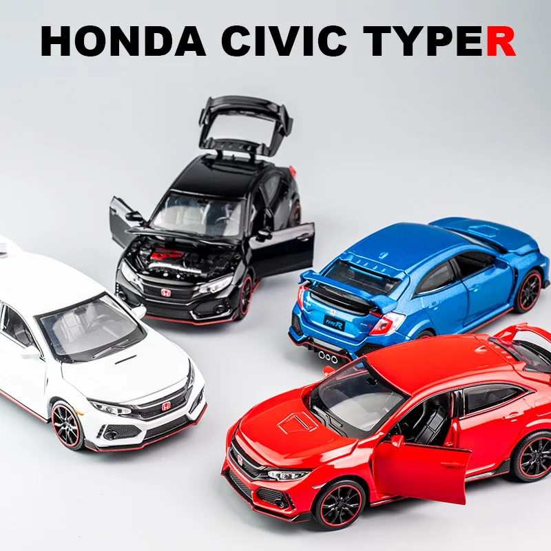 1:32 HONDA CIVIC TYPE-R литые под давлением транспортные средства металлический автомобильный звуковой светильник Вытяните назад Коллекция игрушек Детский Рождественский подарок открываются двери