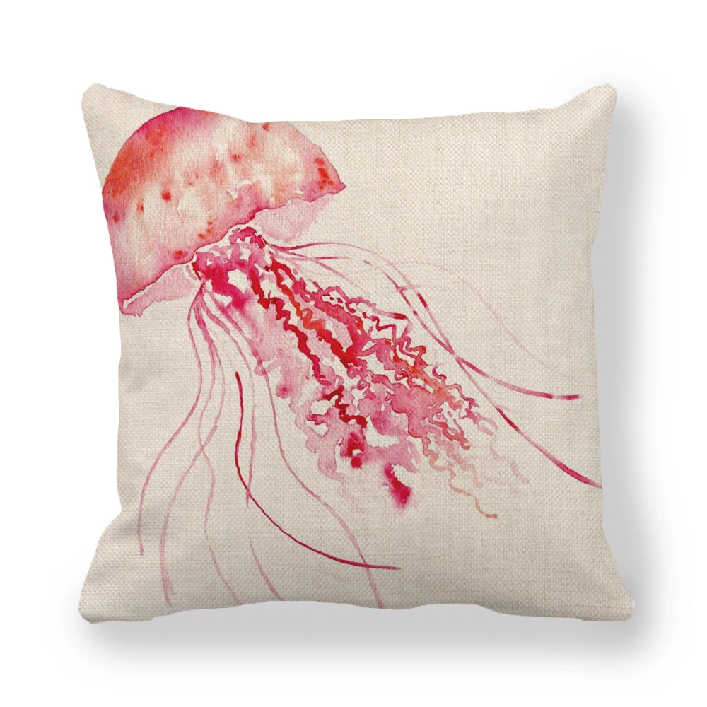 Lychee Jellyfish Подушка с принтом Чехол 45x45 см красочные льняные Чехлы для подушек для спальни дома офиса