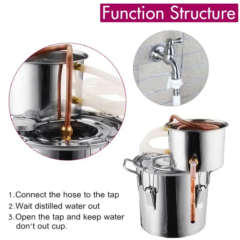 8L Wine Beer Alcohol Distiller Moonshine Alcohol Home DIY Brewing Kit Home Distiller Copper Distiller Equipment