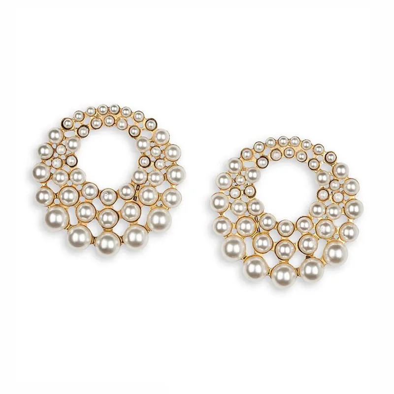 

Euramerican pearl ear clip female three circles gradual exaggeration Earrings do not need ear holes