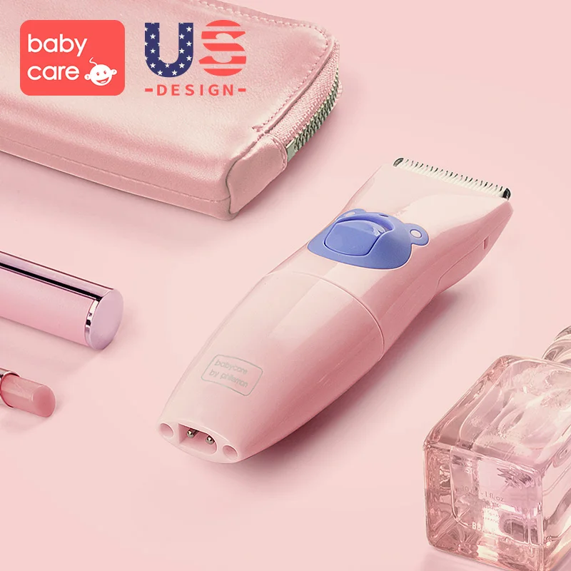 Pink Электрическая машинка для стрижки волос для новорожденных, ультра-тихий USB Перезаряжаемый водонепроницаемый триммеры для волос, уход за волосами для младенцев - Цвет: Pink
