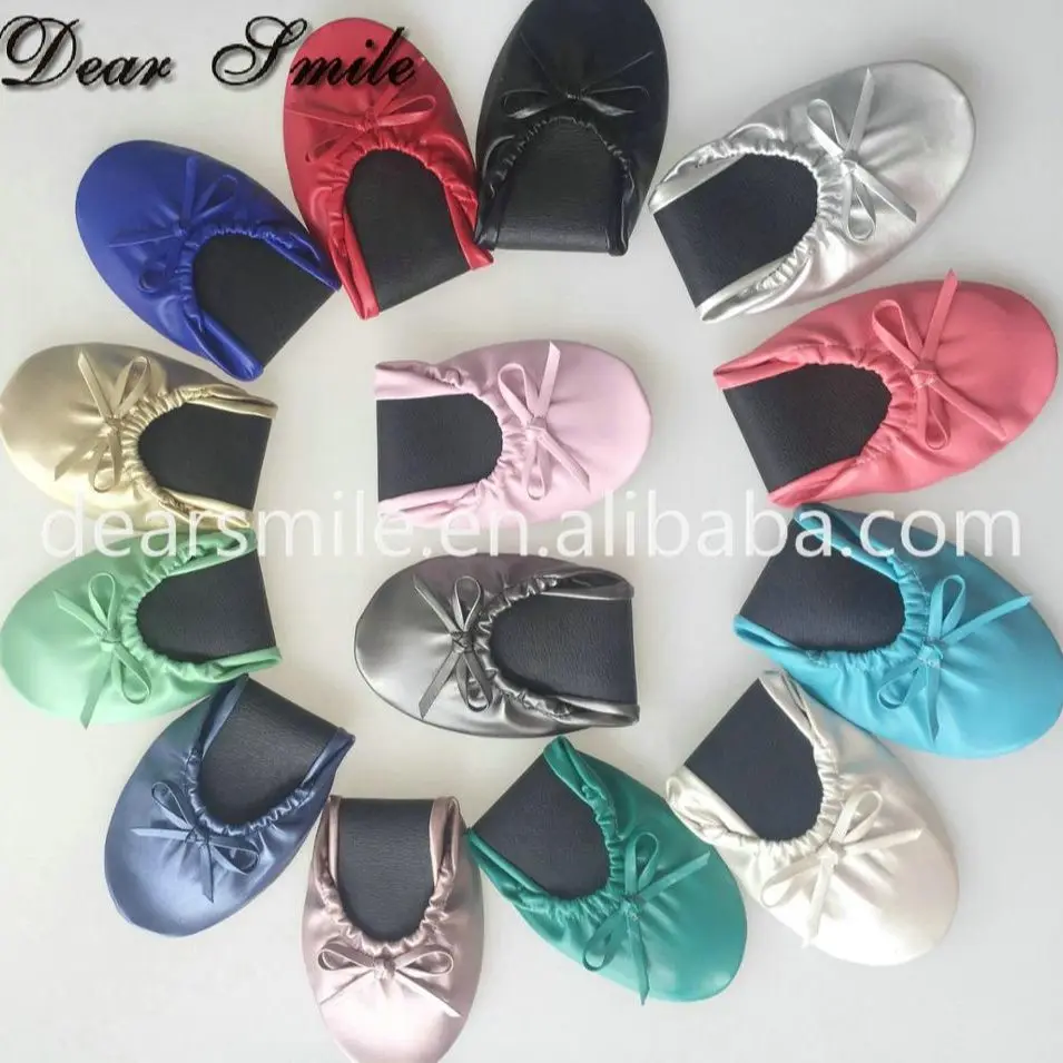 Lady Folding Ballerina Shoes Foldable Ballet Flat Fold Up Rollable