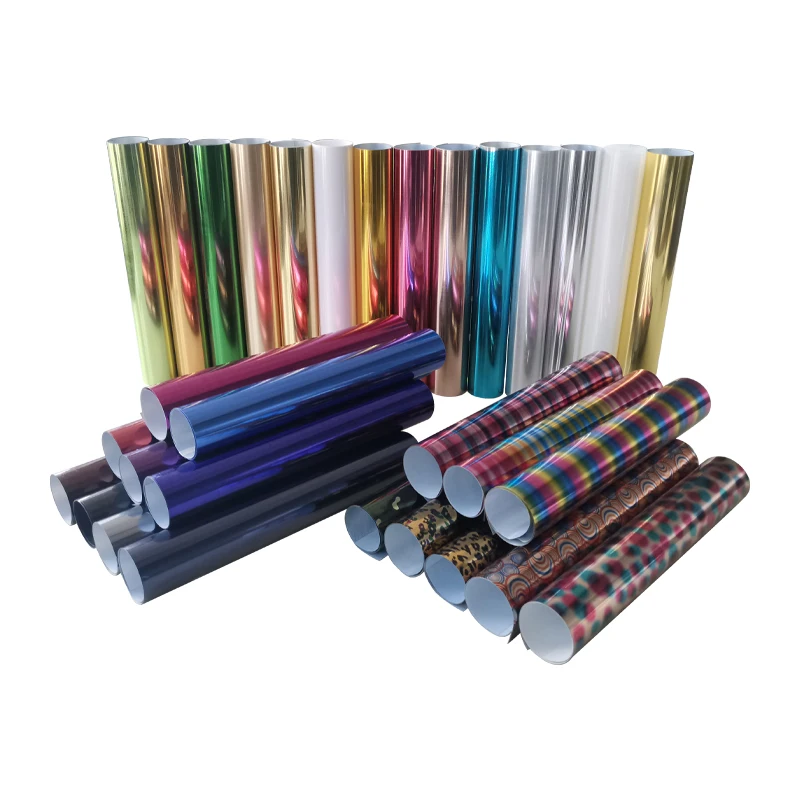 10"x40"/25x100cm PET Metallic Heat Transfer Vinyl Roll Iron On Vinyl For Cutting Machines HTV T-Shirts DIY Design
