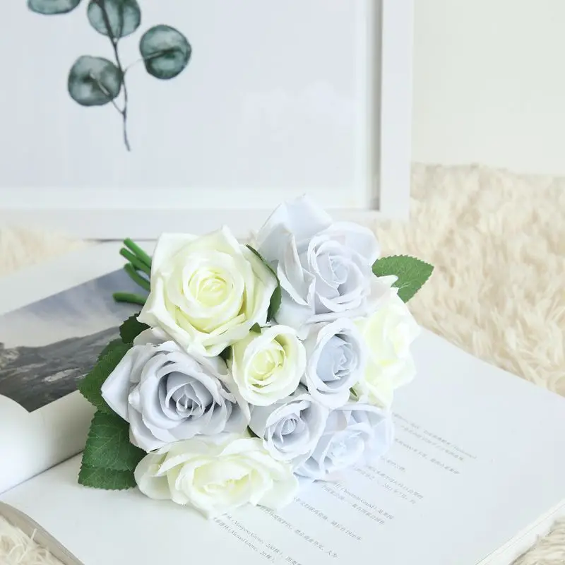 Emulational Rose Bride Bouquet Wedding Decoration Home Ornamental Artificial Flowers