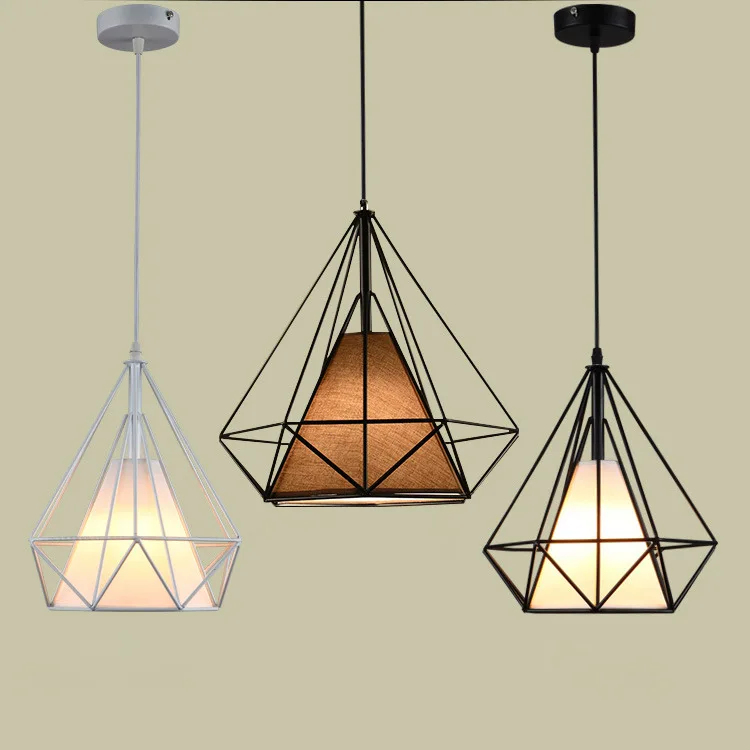 

Northern European-Style Retro Iron Droplight Creative Bar Restaurant Chandelier Industrial-Style Diamond Iron Art Single-head Dr