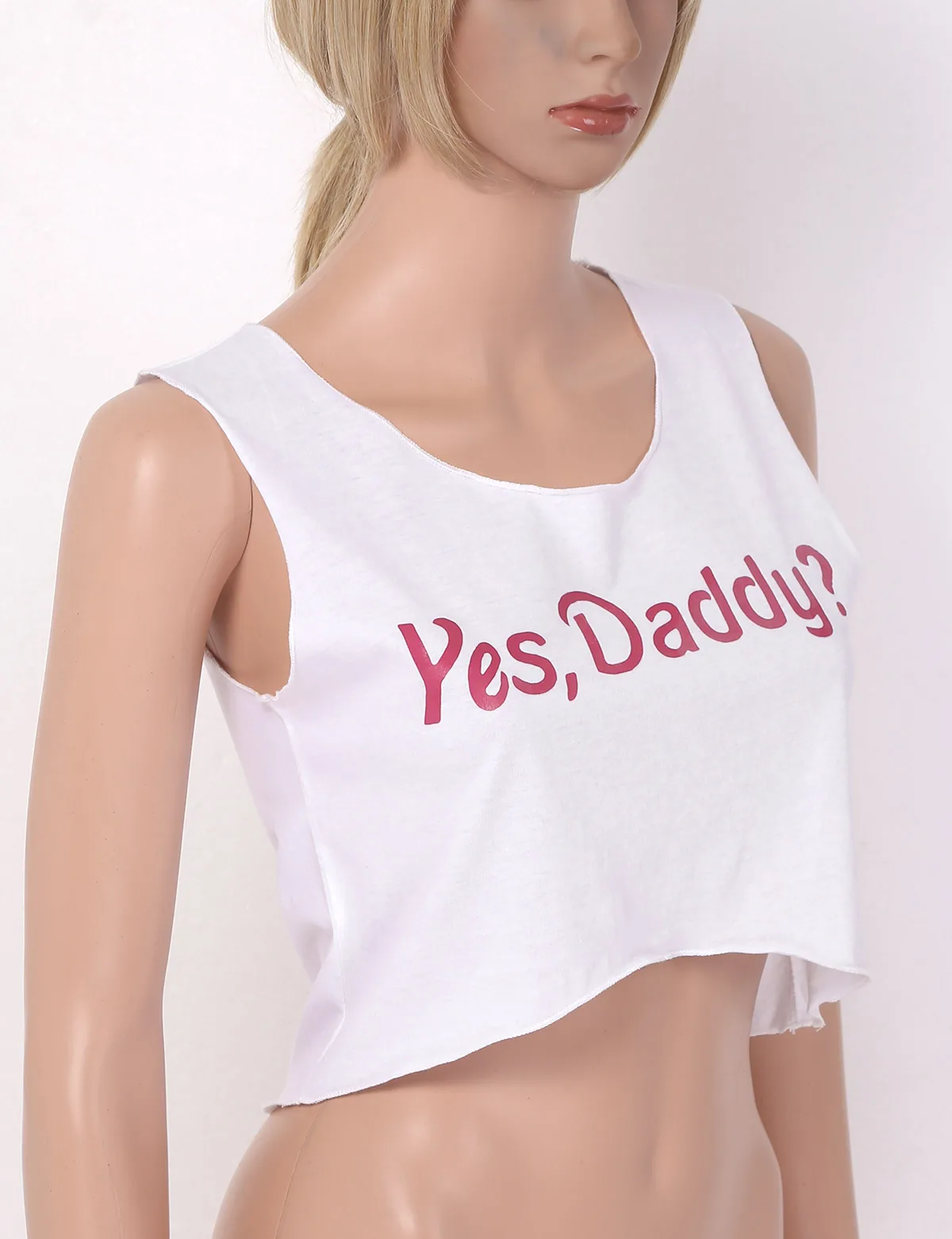 Забавный Yes Daddy хлопковый короткий топ с надписью и круглым вырезом, летний женский сексуальный топ без рукавов, женские топы, уличная одежда, Короткие топы