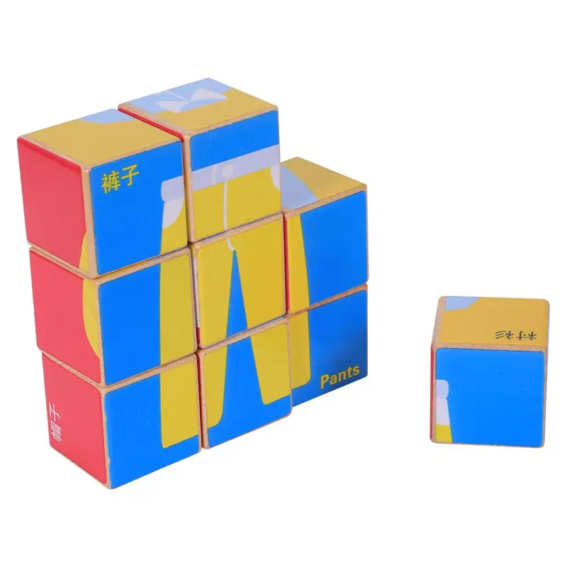 MWZ Деревянные игрушки мультфильм шесть сторон живопись строительный блок 3D игрушки Дети Раннее обучение Развивающие Jouet подарок на день рождения для ребенка