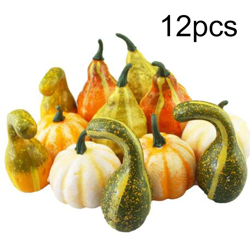 Осеннее украшение тыквы, реквизит для сбора урожая, искусственные листья тыквы для Хэллоуина, фестиваль урожая, искусственное украшение - Цвет: 12PCS