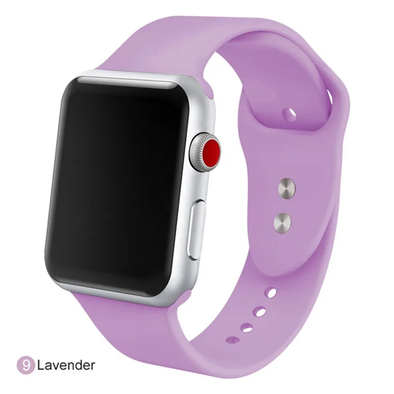 lavender Мягкий силиконовый ремешок для apple watch 4 5 44 мм 40 мм браслет для iwatch серии 3 2 1 42 мм 38 мм спортивное издание - Цвет ремешка: lavender