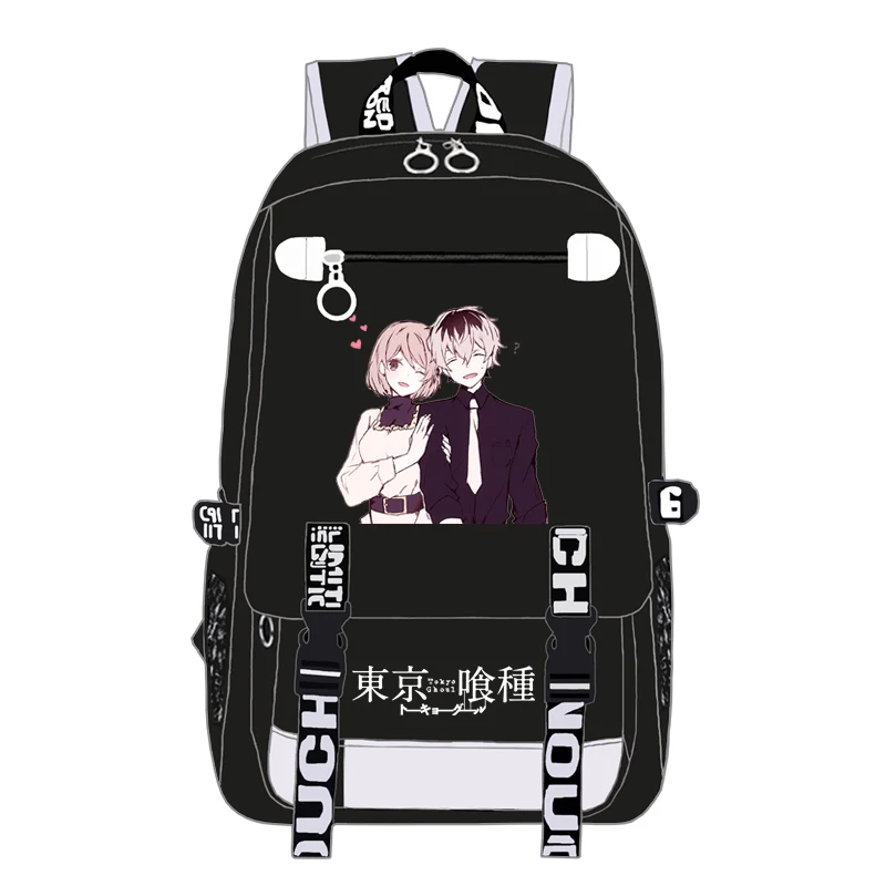 Рюкзак для мальчиков и девочек из аниме Kaneki Ken с зарядкой через usb, школьная сумка для мужчин и женщин, рюкзаки для ноутбука-подростка - Цвет: G