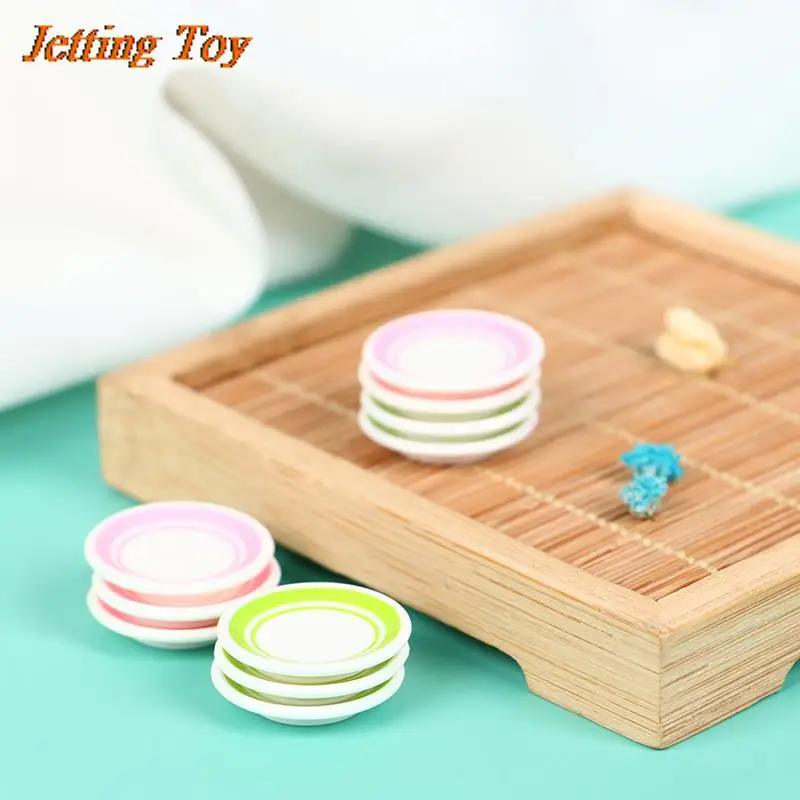 5Pcs/Set Kitchen Toys Doll house Colorful Dinner Plates Doll Durable Mini Food Dishes Tableware Miniature House Accessories
