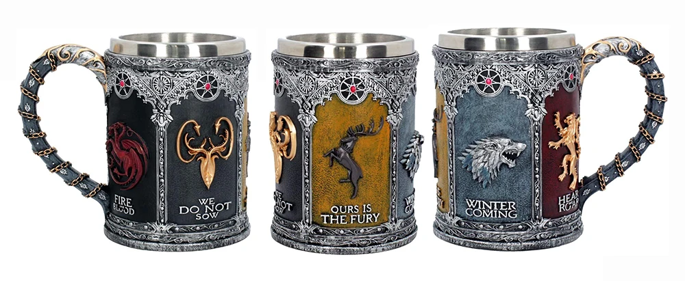 Игра ThronesGourde средневековый Кубок Викинг пиво Викинг рог для напитков украшение на Хэллоуин Череп Кубок кофе чашка из нержавеющей стали
