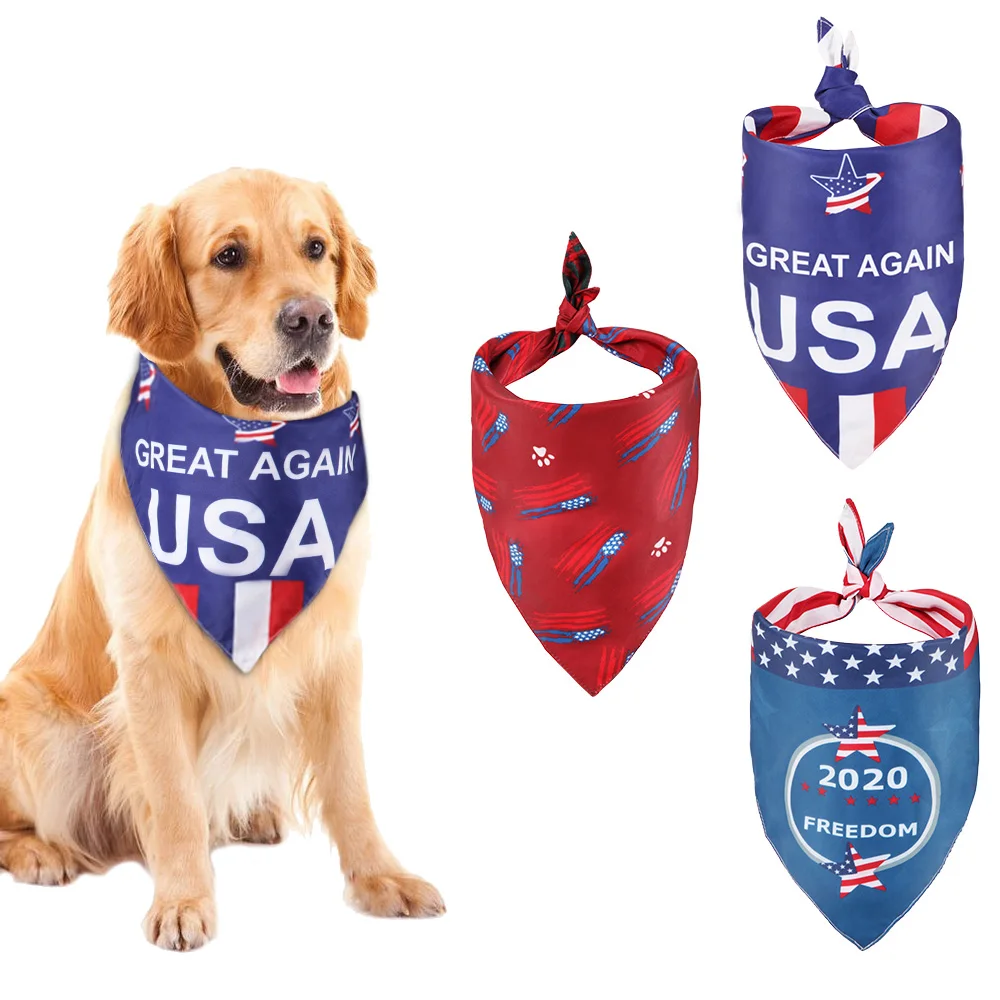 

1PCS Dog Triangle Flag Edition Bandana Washable Cozy Scarf Double Reversible Kerchief Scarf Dog Accessories