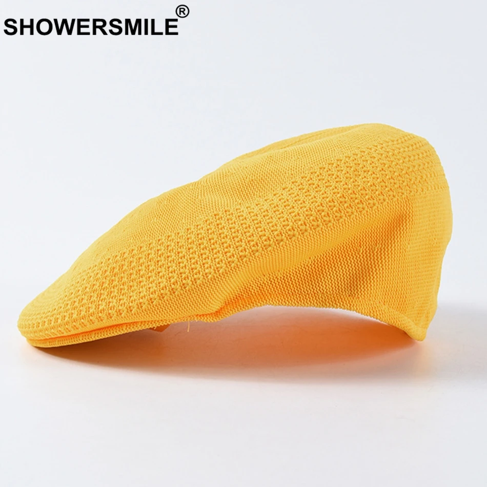 Берет SHOWERSMILE женская зеленая вязаная шапка художника летняя плоская Кепка с