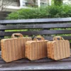 Vintage Handmade Rattan Woven Storage Case Portable Makeup Travel Picnic Luggage Basket Holder Suitcase Sundries Organizer Box 2