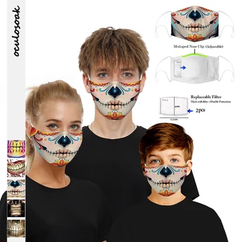 

3D Digital printed protective mask with filter chip dustproof PM2.5 smog adult mask for children