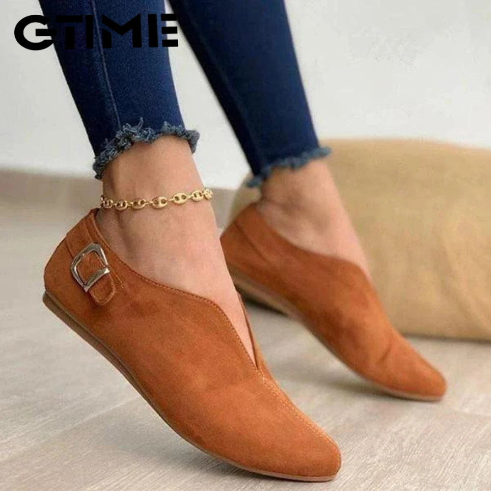 2020 Pointed Toe Suede Women Flats Shoes Woman Loafers Summer Fashion