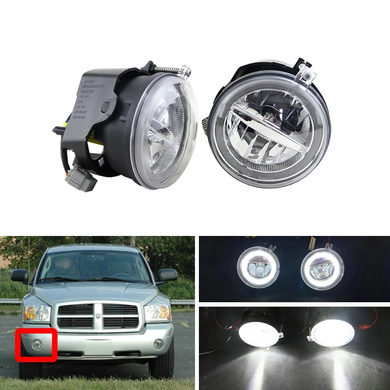 Автомобильные светодиодные противотуманные фары DRL Halo для Dodge Dakota 2005 2009 Durango 2007