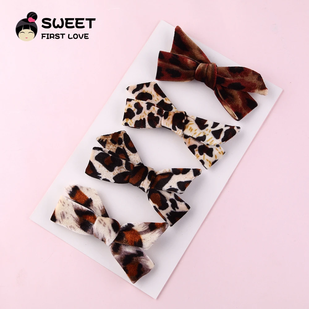 leopard hair bow for babies