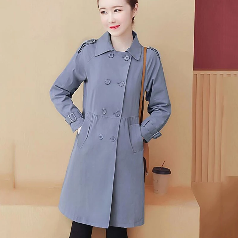 Женская ветровка средней длины повседневное Свободное пальто с капюшоном Осень