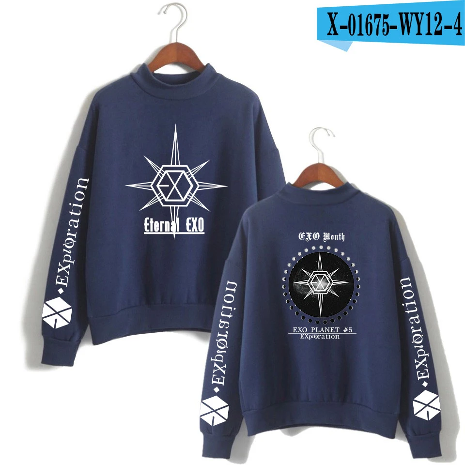 EXO PLANET#5 футболка с водолазкой модный рэпер певец хип-хоп пуловер оверсайз EXO PLANET#5 Толстовка для женщин - Цвет: Темно-зеленый