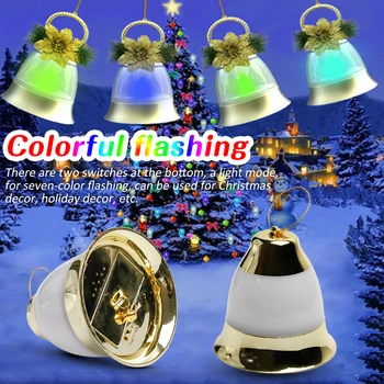 

2pcs LED Christmas Decoration Music Bells Light Voice-Activated Colorful Flashing Lights Xmas Ornaments For Christmas Tree