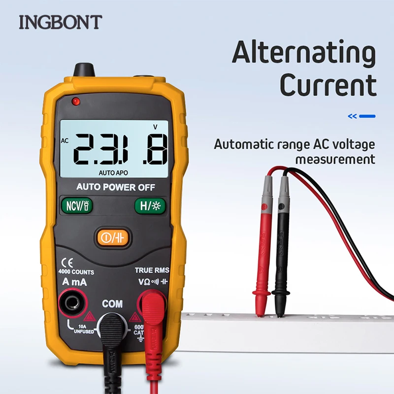 

INGBONT Handheld Professional Digital Display Multimeter True RMS AC DC Voltmeter Capacitance Resistance Tester Voltage Meter