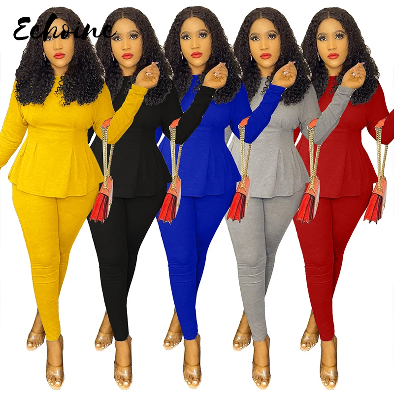 

Women Autumn Spring 2 Two Piece Set Tracksuit Batwing Sleeve Tee Tops Pencil Jogger Sweatpants Suit Fitness Outfit Matching Sets