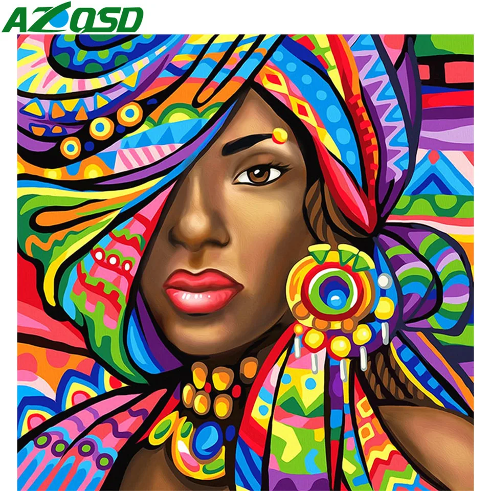 

AZQSD Diamond Embroidery Colorful Woman Rhinestones Pictures Full Display Home Decoration Handmade Gift Cross Stitch Full Square