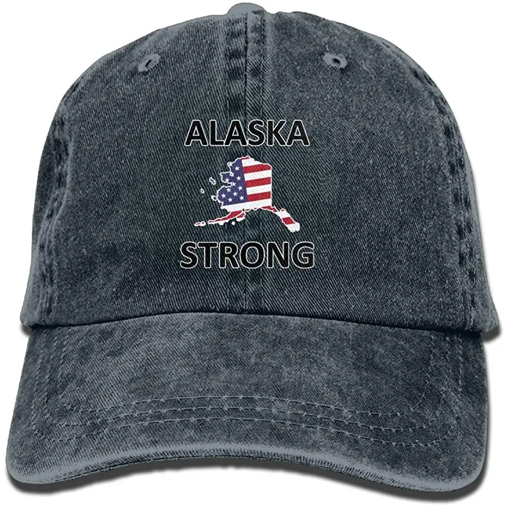 Alaska Strong взрослых Регулируемый деним хлопок папа шляпа бейсболки