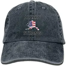 Alaska Strong взрослых Регулируемый деним хлопок папа шляпа бейсболки