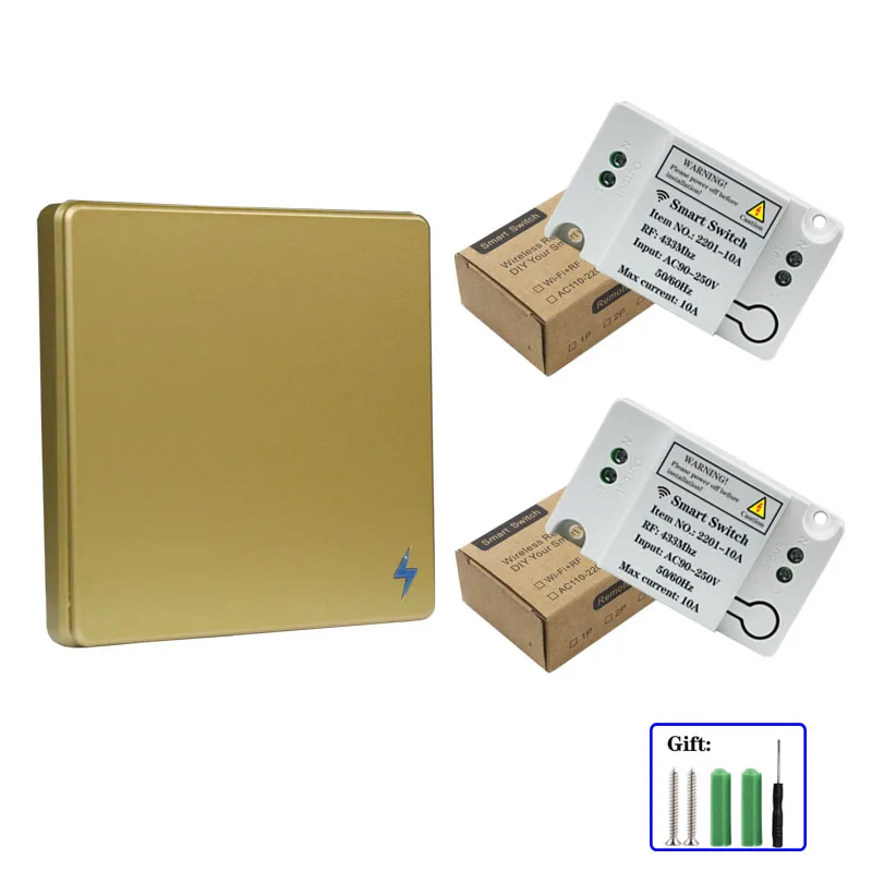Universal Bedroom Set Wireless Switch and Receiver Kit AC 110V 220V Receiver Wall Panel button Bedroom Ceiling Lamp Switch DIY-3