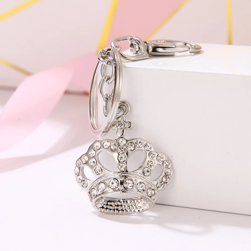 Fashion Cute Elegant Rhinestone Crown Bag Keychain Birthday Party