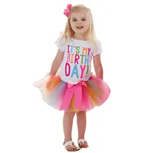 Платье для маленьких девочек на день рождения радужные Детские платья с единорогом для девочек 2, 3, 4, 5, 6 лет, детская повседневная одежда летняя одежда для маленьких девочек