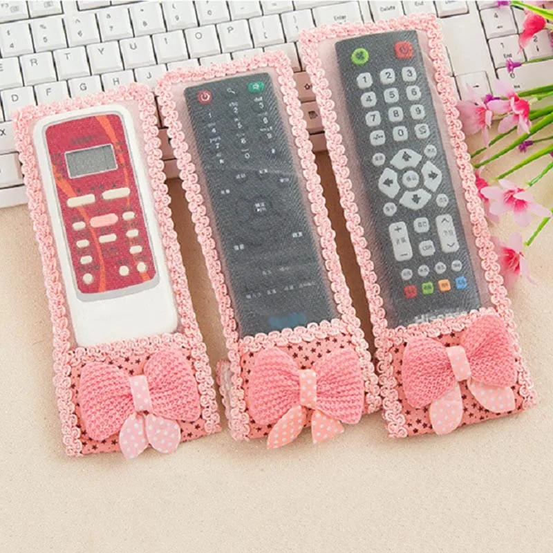 Bolsa de almacenamiento protectora para mando a distancia de TV, bolsa antipolvo con lazo rosa, a prueba de golpes para Control remoto de aire acondicionado, 1 Uds.